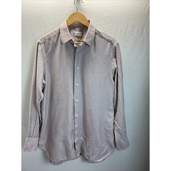 Ermenegildo‎ Zegna Men Shirt micro print burgundy button down Career 41/16 - Picture 1 of 12